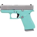 GLOCK 43X 9mm 3.41" 10rd Pistol - Silver | Robins Egg Blue - Glock