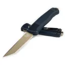 BENCHMADE 5370FE-01 Shootout OTF AUTO Knife 3.51" FDE Tanto Blade - Crater Blue Grivory Handles - Benchmade