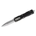 MICROTECH KNIVES Dirac AUTO OTF 2.92" Combo Dagger Blade | Black Aluminum Handles - Microtech