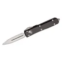 MICROTECH KNIVES Ultratech Auto OTF Knife 3.46" Double Edge Dagger Blade - Black Aluminum Handles - Microtech Knives