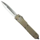 MICROTECH KNIVES Tan Ultratech OTF Knife, Satin Double Edge - Microtech