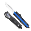 COBRATEC Medium FS-3 Blue Line AUTO OTF Knife 3" Drop Point Blade w/ Police Cerakote Aluminum Handle - Cobratec