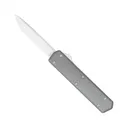 COBRATEC CM154 AUTO OTF Knife 2.3" Drop Point Blade w/ Grey Aluminum Handles - Cobratec