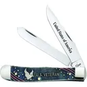 CASE KNIVES U.S. Veteran Set Natural Bone w/Blue/Red Trapper - Case Knives