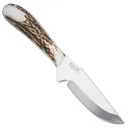 SILVER STAG KNIVES Elk Skinner 3.25" Fixed Blade Knife + Elk Antler Handles & Leather Sheath - Silver Stag Knives