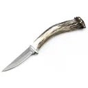 SILVER STAG KNIVES Small Gamer 3" Fixed Blade Knife + Antler Handle w/ Leather Sheath - Silver Stag Knives