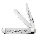 CASE KNIVES Religious Sayings-Ntrl Bone Mini Trappr-Worry,Pray - Case Knives