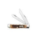 CASE KNIVES Peach Seed Amber Bone Trapper Clip & Spey Blades w/ Pocket Clip 4.125" Closed - Case Knives