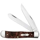 CASE KNIVES Brown Maple Burl Wood Trapper Pocket Knife 4.13" Closed w/ Clip & Spey Blades - Case Knives