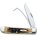 CASE KNIVES Amber Bone Peach Seed Jig Equestrian's Knife - Case Knives