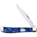 CASE KNIVES Slimline Trapper Pocket Knife 4.13" Closed Pocket Knife w/ Clip Blade |Smooth Blue Pearl - Case Knives