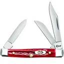 CASE KNIVES Pocket Worn Old Red Bone Small Stockman 2.63" Closed (Clip, Sheepfoot, Pen Blades) - Case Knives