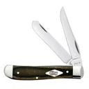 CASE KNIVES Smooth Black/Green Micarta - Mini Trapper - Case Knives
