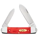 CASE KNIVES Dark Red Bone Canoe Spear/Pen Plain Bone/SS Handle - Case Knives