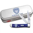 CASE KNIVES Police Gift Tin Smooth Blue Syn Mini Trapper - Case Knives