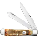 CASE KNIVES Burnt Cream Bone Barnboard Jigged Trapper - Case Knives