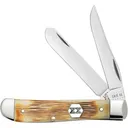 CASE KNIVES Burnt Cream Bone Barnboard Jigged Mini Trapper - Case Knives