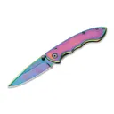 BOKER PLUS Magnum Blaze Folding Knife 2.875" Rainbow Drop Point Blade - Rainbow Stainless Handles - Boker