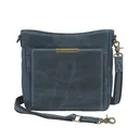 GUN TOTE'N MAMAS Buffalo Leather Slim Crossbody Bag, RFID - Blue - Gun Tote'n Mamas