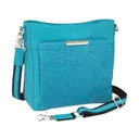 GUN TOTE'N MAMAS Slim Crossbody, Debossed USA Cowhide Conceal Carry Purse | Turquoise Blue - Gun Tote'n Mamas
