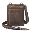 GUN TOTE'N MAMAS Distressed Buffalo Leather X-Body Shoulder Pouche / Purse - Brown - Gun Tote'n Mamas