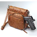 GUN TOTE'N MAMAS Simple Bling Tooled Leather Tan 8.5" - Gun Tote'n Mamas