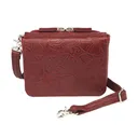 GUN TOTE'N MAMAS Crossbody Organizer w/Flap Cherry Tooled Leather - Gun Tote'n Mamas