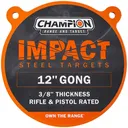 CHAMPION Center Mass Gong 12" Rifle Gray AR500 Steel .38" - Champion Targets