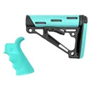 HOGUE OverMolded 2pc Kit Collapsible Blk/Aqua AR-15/M-16 - Hogue