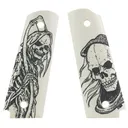 HOGUE Scrimshaw Grip Ambi-Cut Ivory w/Grim Reaper 1911 - Hogue