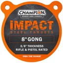 CHAMPION Center Mass Gong 8" Rifle Gray AR500 Steel .38" - Champion Targets