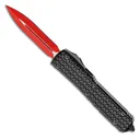 MICROTECH KNIVES Ultratech D/E Sith Lord 3.35" Red Dagger Blade | Black Aluminum Handles - Microtech
