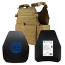 CALIBER ARMOR AR550 Level III+ Body Armor MOPC Pkg Coyote M-2XL - Caliber Armor