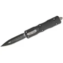 MICROTECH KNIFE Dirac AUTO OTF Knife 2.92" Black Double Edge Dagger Blade - Black Handle - Microtech
