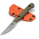 BENCHMADE Flyway Fixed Blade Knife 2.7" Straight Back Blade - OD Green G10 Handles w/ Orange Sheath - Benchmade