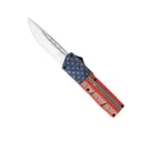 COBRATEC Lightweight American Flag AUTO OTF Dagger 3.25" D2 Steel Blade | Flag Aluminum Handles - Cobratec