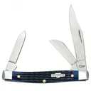 CASE KNIVES Medium Rogers Stockman 3-1/4" Closed (6344 SS) Pocket Knife | Blue Jigged Bone - Case Knives