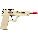 MAGNUM ENTERPRISES 9mm 10.5" Wooden Rubber band Gun Pistol - Green Ammo - Magnum Enterprises