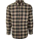 DRAKE Autumn Brushed Twill Shirt Navy Tan Plaid Plus - Drake