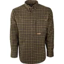 DRAKE Autumn Brushed Twill Shirt Hunter Tan Plaid - Drake