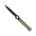 COBRATEC Stilleto Button Lock OD Green G10 Black Blade - CobraTec Knives