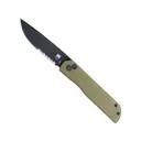 COBRATEC Prowler G-10 OD Green Button Lock Drop Serrated - CobraTec Knives