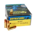 BUFFALO BORE 25 ACP 50Gr FMJ-RN (875FPS/ME 85 ft lbs) 20rd - Buffalo Bore