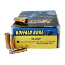 BUFFALO BORE 25 ACP 60Gr Hard Cast FN (850FPS/ME 96 ft lb) 20rd - Buffalo Bore