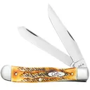 CASE KNIVES Peach Seed Jig Dark Red Bone Trapper Pocket Knife w/ Clip 4.13" Closed - Case Knives