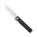 COBRATEC Kuzio Folding Knife 3.125" Stonewashed Drop Point Blade | Black G10 Handles - CobraTec Knives