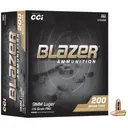 BLAZER AMMO 9mm Luger 115Gr FMJ Brass Trayed 200rd - CCI