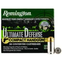 REMINGTON Ultimate Defense 380 ACP 102gr Brass Jacket Hollow Point Ammunition | 20 Rounds - Remington