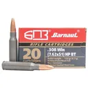 BARNAUL AMMO 308 Win 150Gr HPBT Polycoated Steel Case 20rd - Barnaul
