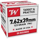 WINCHESTER Target & Practice 7.62x39 123gr FMH LC Ammunition | 50 Rounds - Winchester